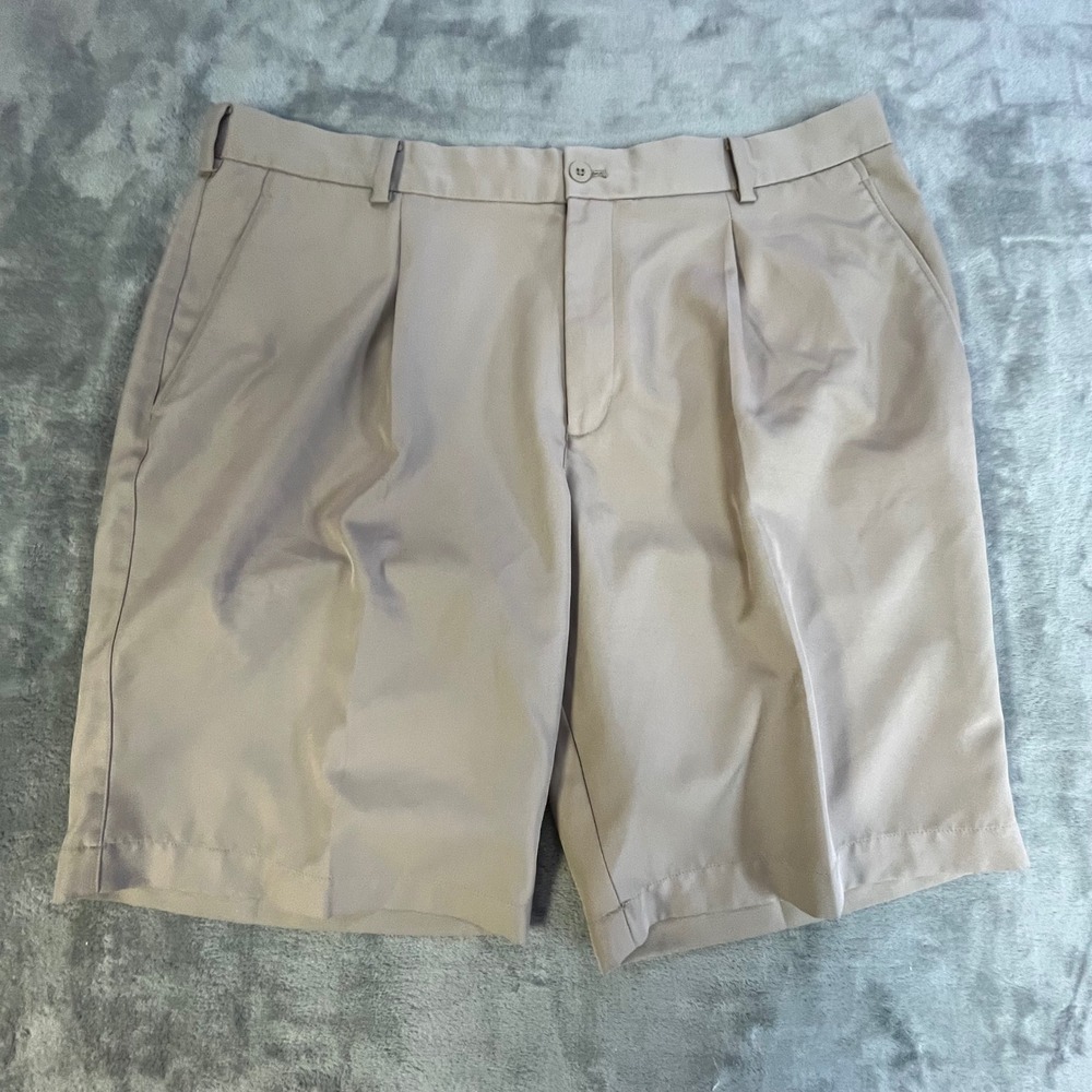 Nike Golf Shorts Mens 38 Tan Pleated Khaki 405850-235 Performance Swoosh